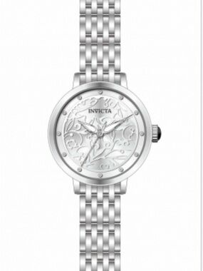 Invicta Women's Silver Floral-Engraved Stainless Steel Watch
